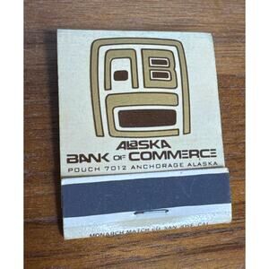 Vintage Alaska Bank of Commerce Anchorage Matchbook Unstruck Full Front Strike